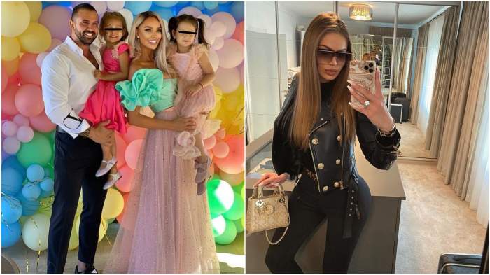 Colaj cu Bianca, Bodi și fiicele lor și Daria, selfie în oglindă.