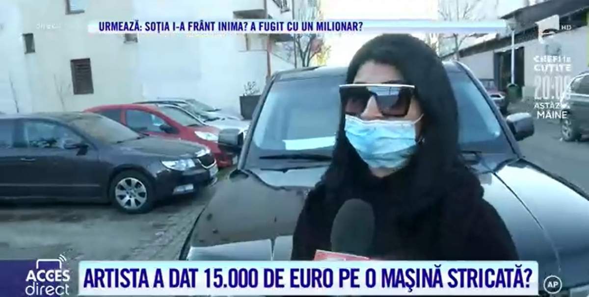 Ramona de la Clejani în fața mașinii