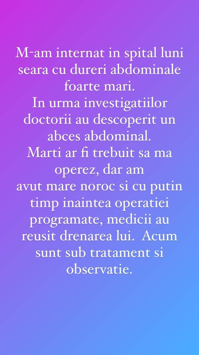 Primele declarații ale Andreei Bălan, după operația prin care a trecut! Cum se simte artista: ”Sunt sub tratament”