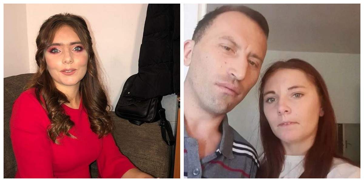 Un colaj cu Veronica și Viorel Stegaru. În prima poză, Vulpița poartă o rochie roșie, iar în cealaltă este într-un selfie cu Viorel