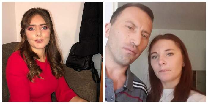 Un colaj cu Veronica și Viorel Stegaru. În prima poză, Vulpița poartă o rochie roșie, iar în cealaltă este într-un selfie cu Viorel