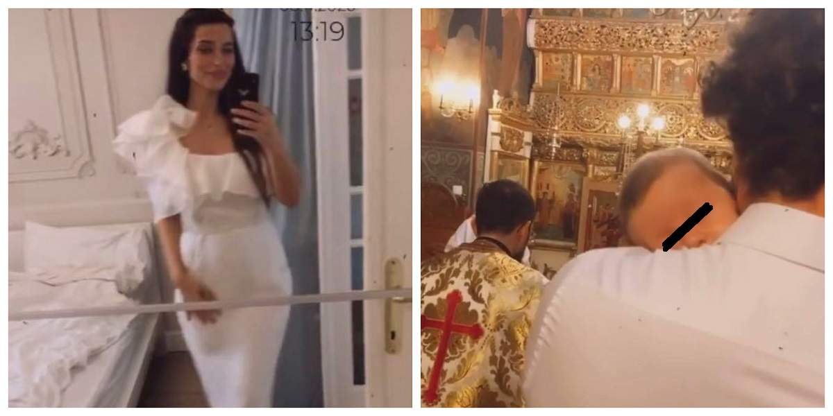 Lili Sandu a purtat o rochie albă la botezul fiului ei. Micuțul Thomas Jay a fost filmat în biserică