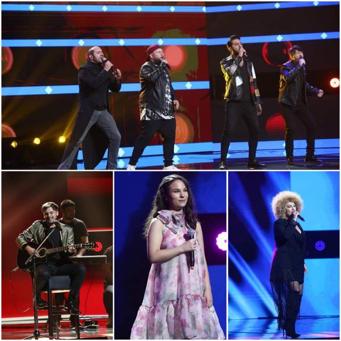 Colaj cu The Super 4, Adrian Petrache, Andrada Precup și Sonia Mosca pe scena X Factor.