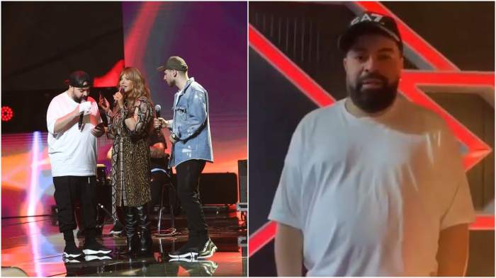 Colaj cu Adrian Petrache, Loredana Groza și Florin Salam pe scena ”X Factor”.
