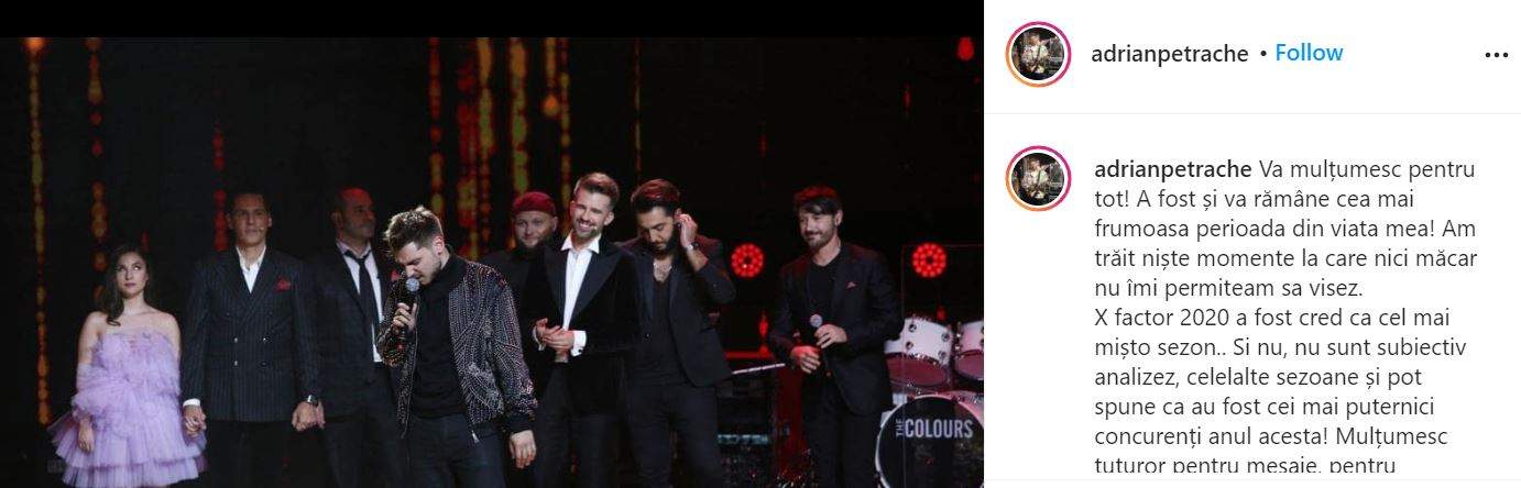 Mesajul postat de Adrian Petrache, după finala X Factor! Ce le-a transmis nepotul lui Florin Salam fanilor / FOTO