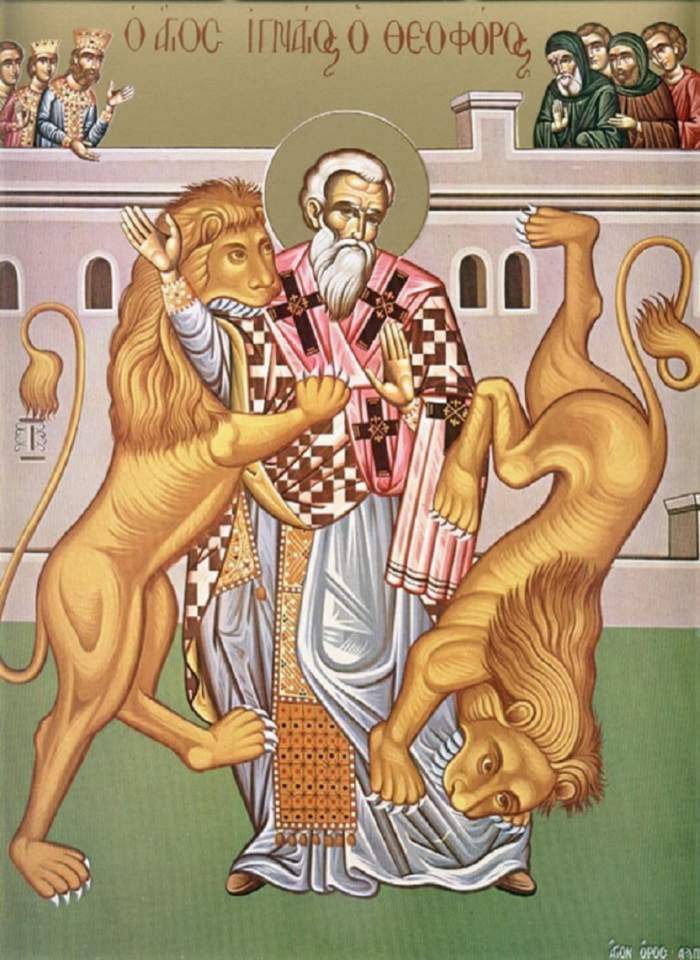 O reprezentație biblică cu Sfântul Mucenic Ignatie Teoforul.