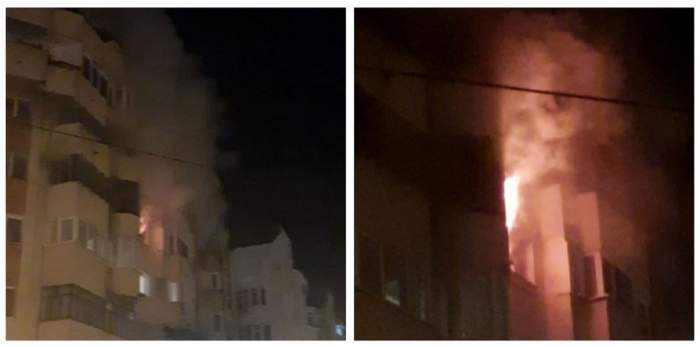 Colaj cu incendiul din Botoșani. Un apartament dintr-un bloc a luat foc.