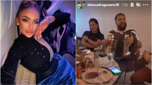 Bianca Drăgușanu, Florin Salam și Roxana Dobre, la aceeași masă! Artistul i-a cântat manele de jale blondinei / VIDEO