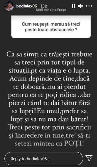 Captură cu mesajul postat de Alex Bodi.