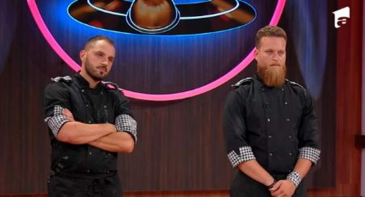 Paul Maxim și Robert Vasiliu, în platoul emisiunii ”Chefi la Cuțite”
