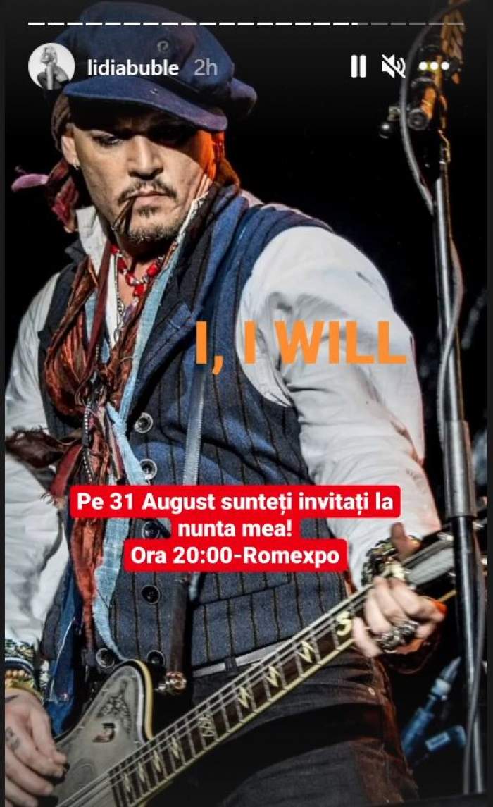 Lidia Buble a postat o poza cu Johnny Depp si a scris data si ora nuntii, sub forma de gluma