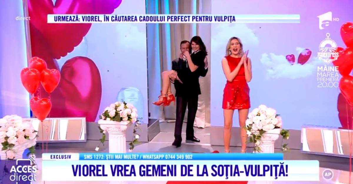 Vulpiţa şi soţul, cină romantică în platoul ''Acces Direct''. Viorel i-a compus chiar şi o poezie soţiei sale / VIDEO