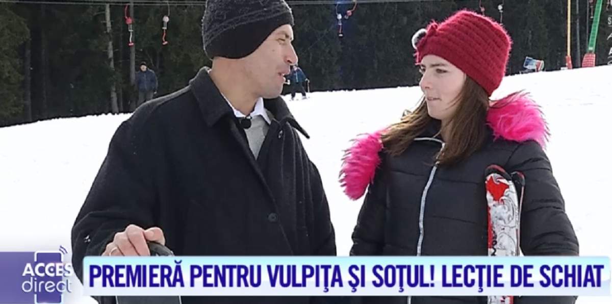 Vulpiţa şi Viorel, pentru prima dată la munte! Soţii Stegaru au făcut spectacol pe pârtie / VIDEO