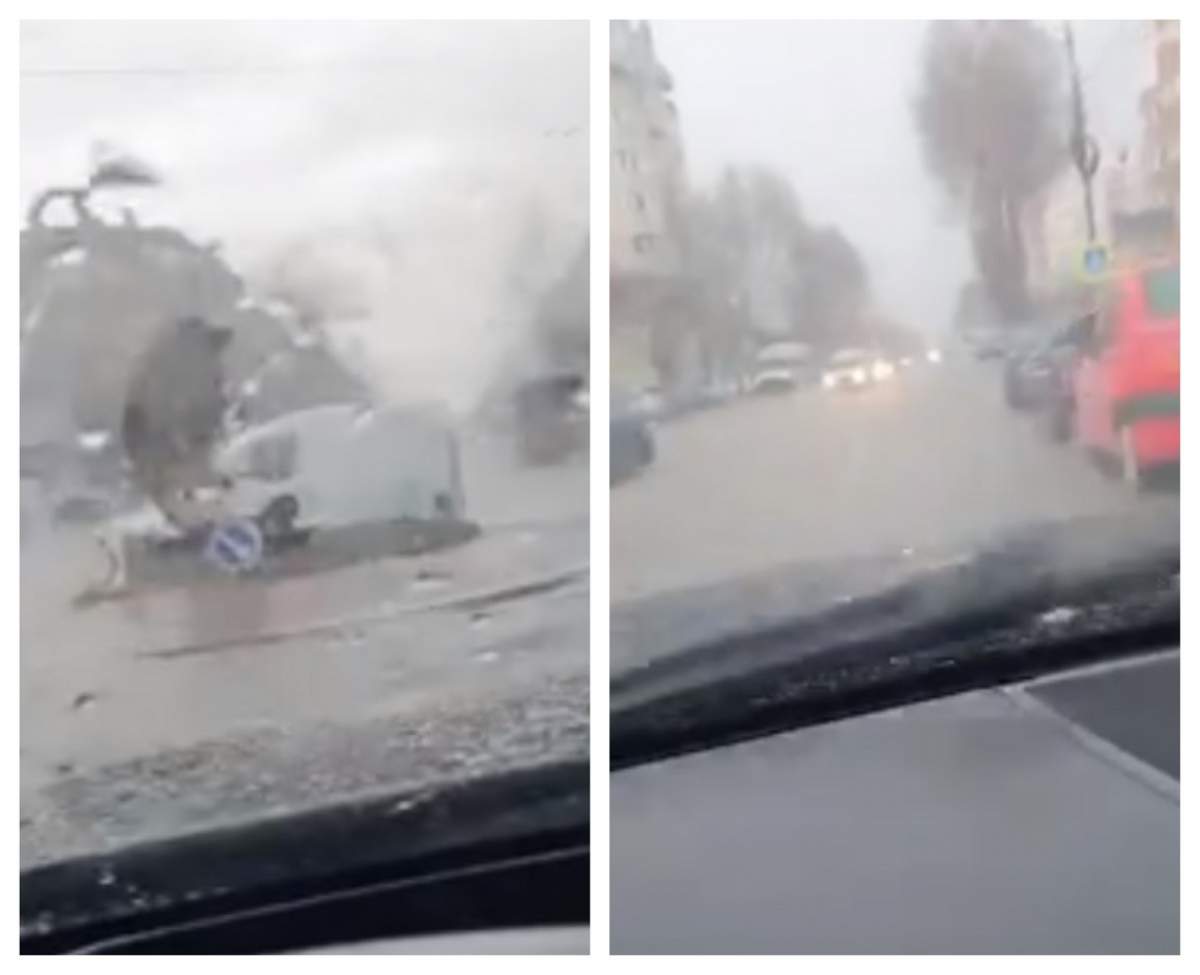 Imagini şocante! Străzile din Năvodari, inundate de o ploaie torenţială / VIDEO