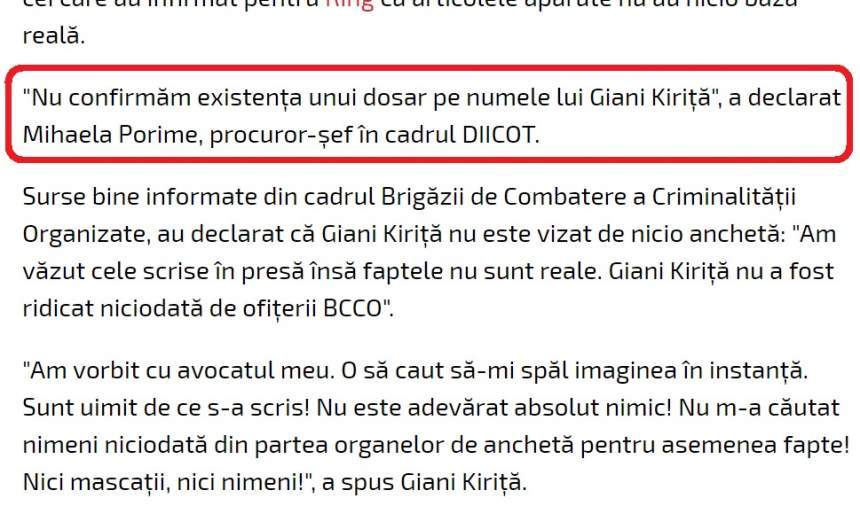 Bombă în showbiz! Giani Kiriţă şi “Firicel” din “Las Fierbinţi”, “sifoane” la DIICOT?