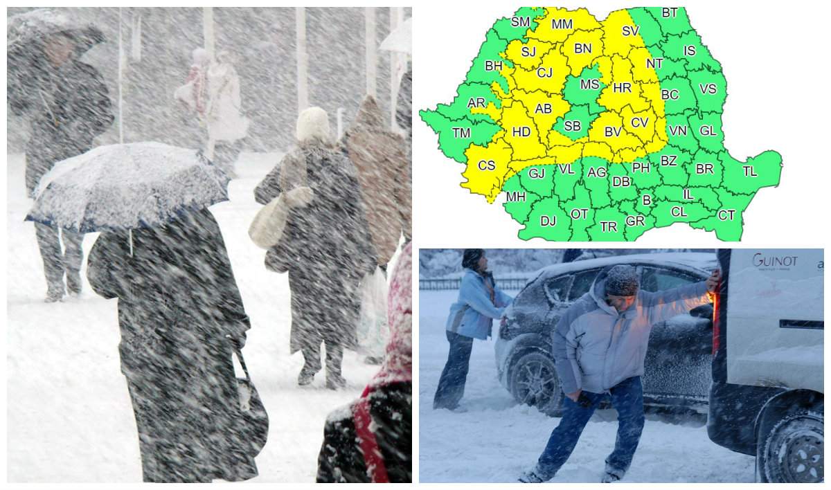 Se strică vremea în România. Jumătate de țară, sub cod galben de ninsori și viscol