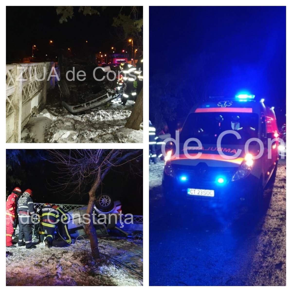 Accident cumplit în Constanţa. Un tânăr care avea permisul suspendat a murit, după ce s-a răsturnat cu maşina