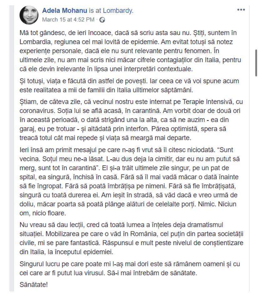Cutremurător! Mesajul unei românce din Italia: ”Soția este în carantină. Soțul a murit și nu a mai putut să-l vadă măcar o dată înainte să fie îngropat”