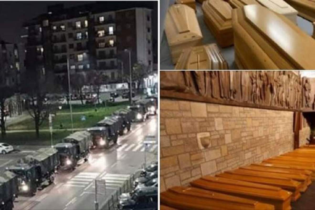 În Italia, sicriele morților sunt transportate cu camioanele armatei către cimitire. Imagini șocante / VIDEO