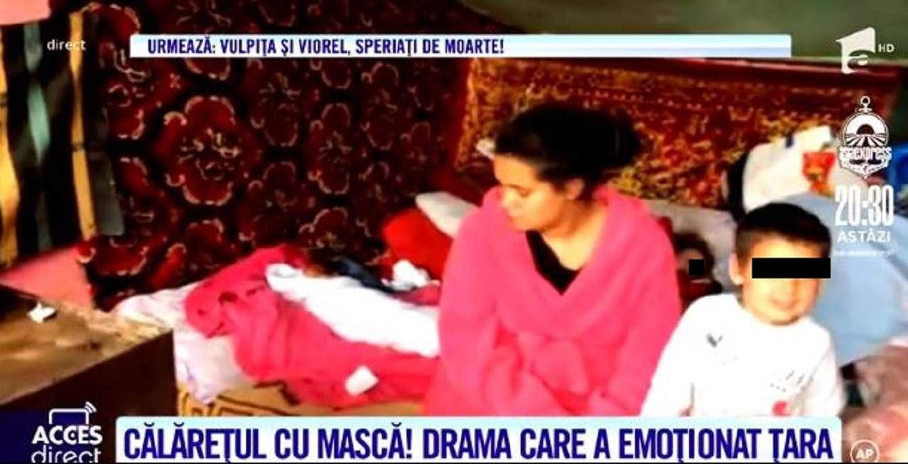 VIDEO / Cum arată casa lui Sergiu, „călărețul cu mască”. Tânărul, soția sa și cei trei copii locuiesc într-o singură cameră