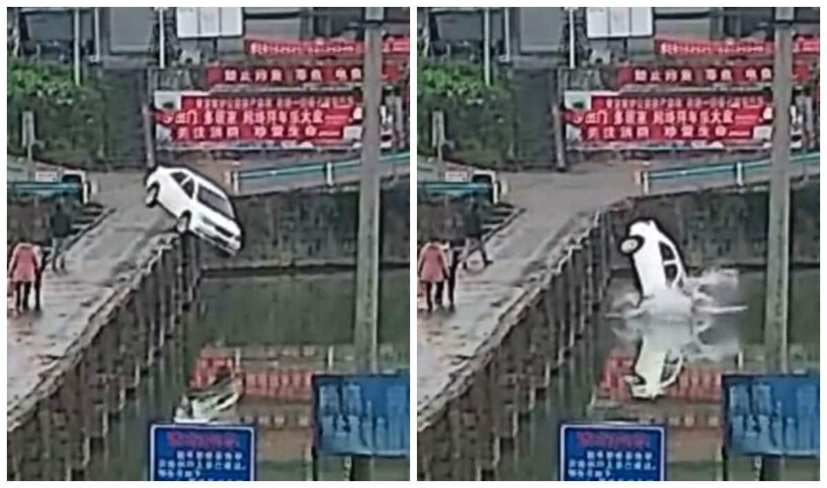 Un bărbat a plonjat cu mașina în râu, la 10 minute după ce și-a luat permisul. Citea mesaje de felicitări pe telefon