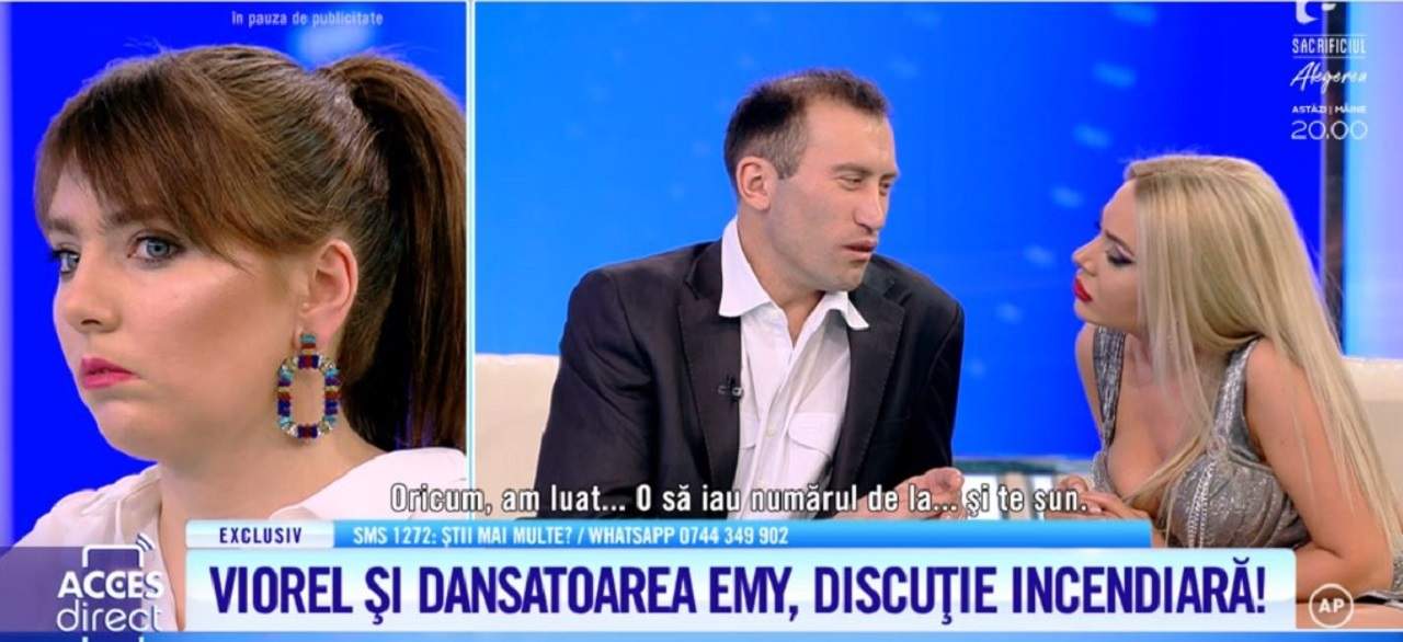 VIDEO / Viorel şi dansatoarea Emy, ipostaze incendiare. Bărbatul s-a lăsat sărutat, chiar sub ochii Veronicăi : "Iau numărul şi te sun"