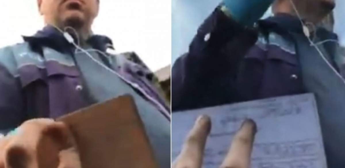 VIDEO / Scandal în plină stradă. Șofer din Câmpulung Muscel, amendat de polițist pentru refuzul prezentării documentelor. ”N-aveți voie să puneți mâna! Dacă iau coronavirus”