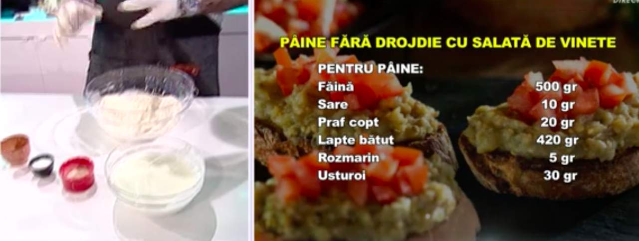 Reţeta lui Chef Munti de la Star Matinal: Pâine fără drojdie cu salată de vinete / VIDEO