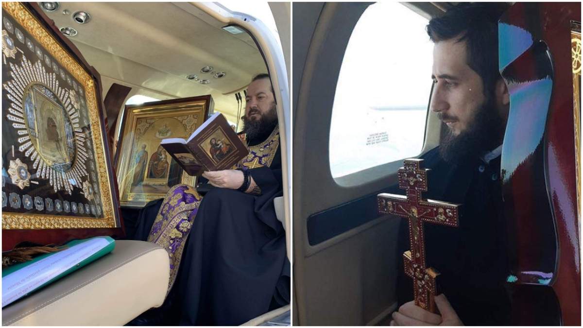Moaște și icoane plimbate cu avionul! Doi preoți au binecuvântat Moldova din aer, ca să scape de coronavirus / FOTO