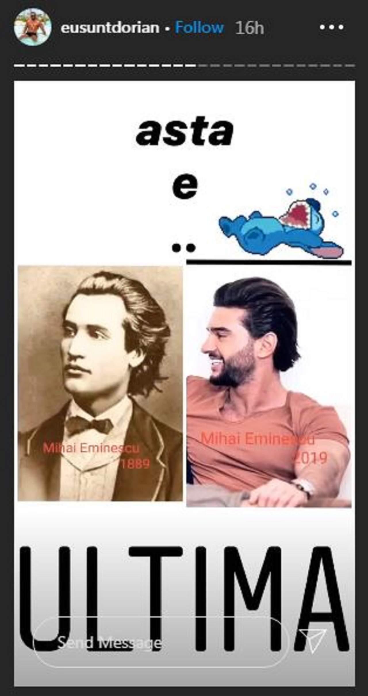 FOTO / Dorian Popa s-a comparat cu... Mihai Eminescu. Ce părere ai, seamănă sau nu?