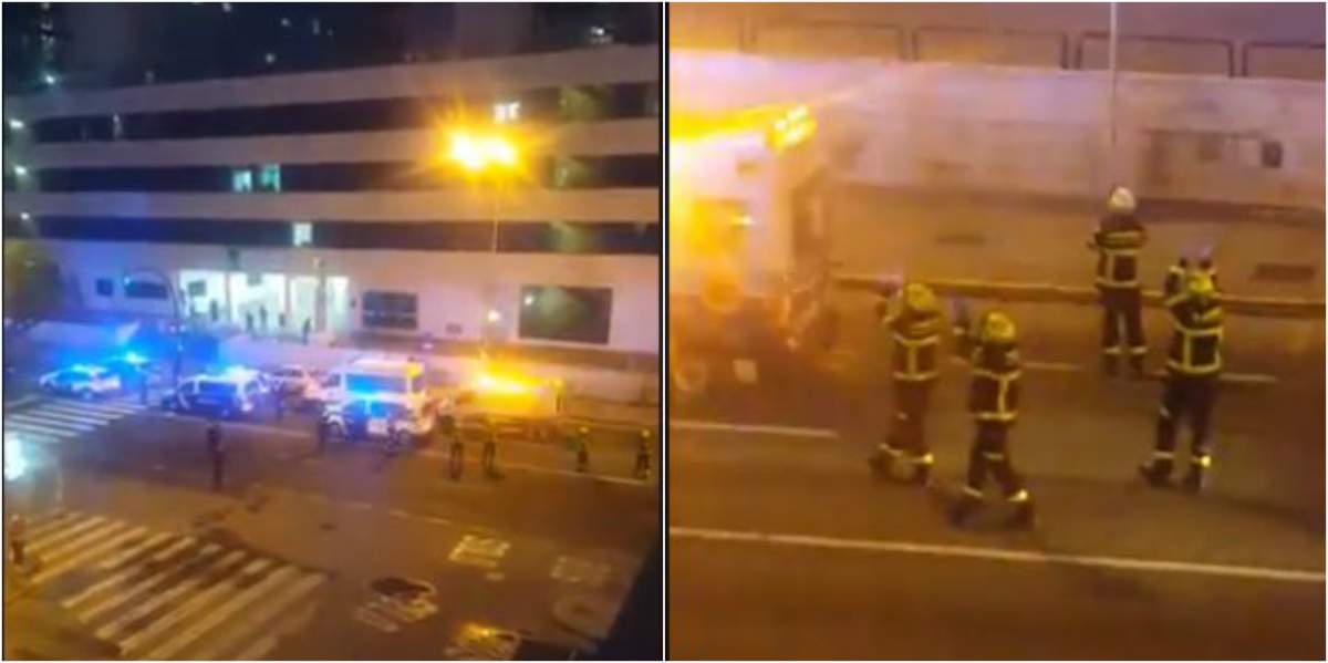 Gest suprem de recunoștință, făcut în fața spitalului. Polițiștii și pompierii din Spania, aplauze nesfârșite pentru medicii din prima linie / VIDEO