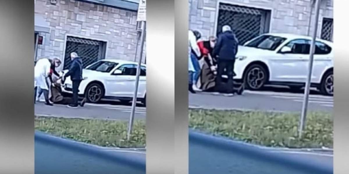 Scene revoltătoare în plină stradă! Medic filmat în timp ce trântește la pământ și lovește cu piciorul un bătrân. Omul s-a ales cu două coaste rupte / VIDEO