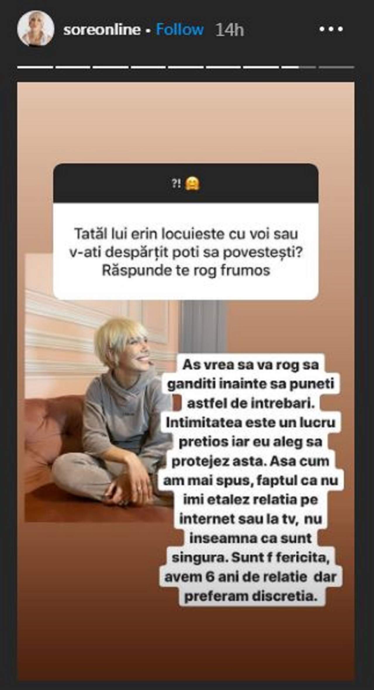 FOTO / Sore a recunoscut! Ce le-a spus artista fanilor despre relația sa, după ce a fost întrebată de „absența” tatălui fiicei sale