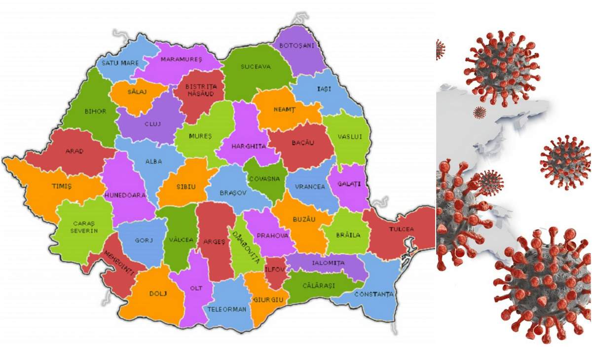 Coronavirus. Brăila, Buzău, Harghita și Vâlcea au raportat cele mai puține cazuri. Repartizarea numărului de infectări pe județe