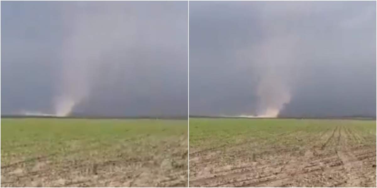 O tornadă de praf a fost surprinsă într-o localitate din Galați. Vremea schimbătoare aduce fenomene extreme în România / VIDEO