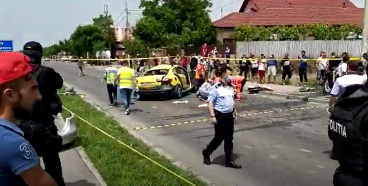 VIDEO / Clipe de coșmar în Craiova! O mamă și-a pierdut viața într-un accident auto, în timp ce se afla în taxi! Șoferul mașinii a murit pe loc, iar fiul și tatăl femeii se află în stare gravă