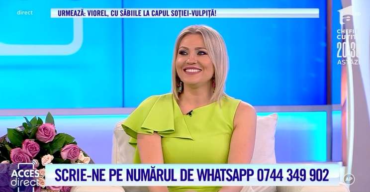 FOTO / Mirela Vaida, surpriză în timpul emisiunii! Prezentatoarea este sărbătorită de echipa Acces Direct!