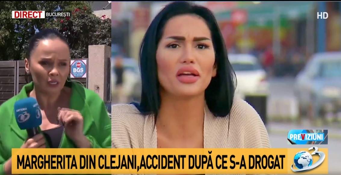 Viorica de la Clejani, ieșire nervoasă în direct. A aruncat o sticlă de lapte într-o jurnalistă și a stropit cu furtunul / VIDEO