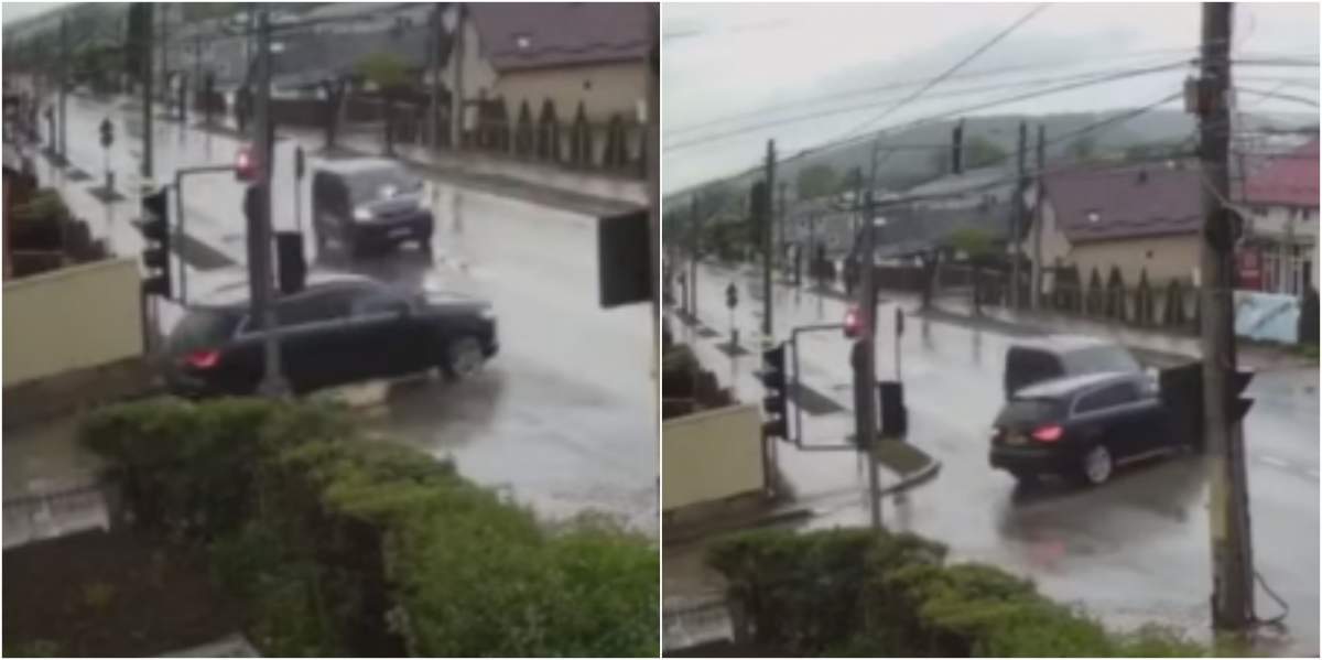 Accident cumplit în Suceava. Bolid de lux, lovit în plin de o dubă a jandarmeriei. Autospeciala avea semnalele luminoase în funcțiune / VIDEO