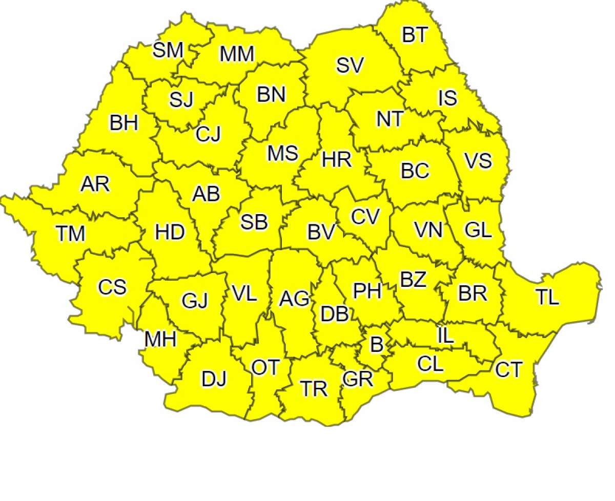 Cod galben de furtuni pentru întreaga țară! Urmează două zile teribile pentru România