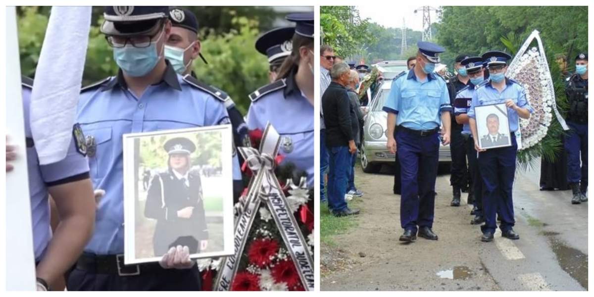 Ana Maria și Mihai, polițiștii arși de vii într-un accident rutier, au fost înmormântați cu onoruri militare