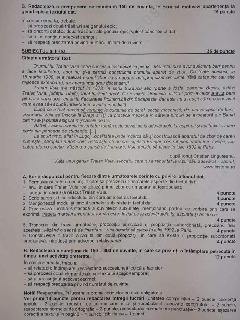 FOTO / Evaluarea Națională 2020. Ce subiecte au elevii de rezolvat astăzi, la Limba română