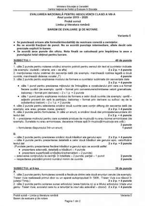 Barem Evaluare Națională 2020. Care este rezolvarea corectă a subiectelor la Limba și literatura română