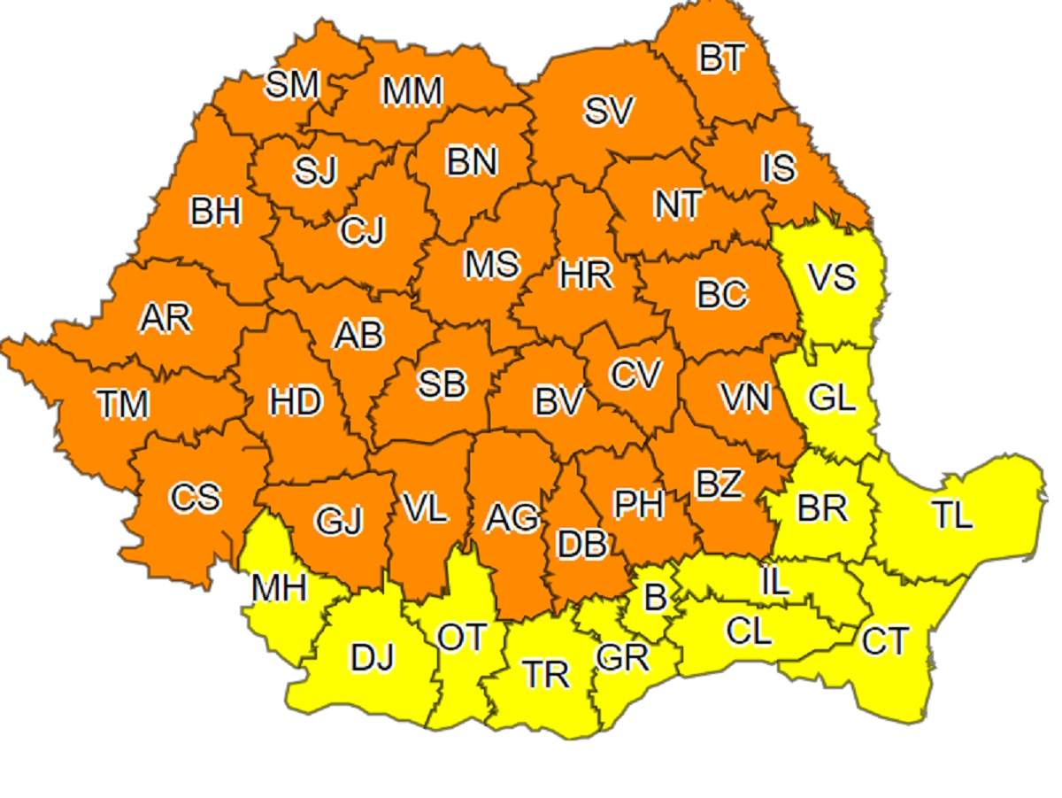 Furtunile fac prăpăd în România! ANM, cod portocaliu de vijelii pentru 26 de județe