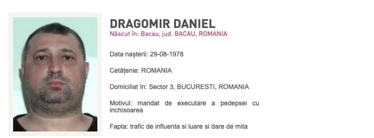 Fostul colonel SRI Daniel Dragomir, dat în urmărire! Este condamnat la 3 ani şi 10 luni de închisoare cu executare