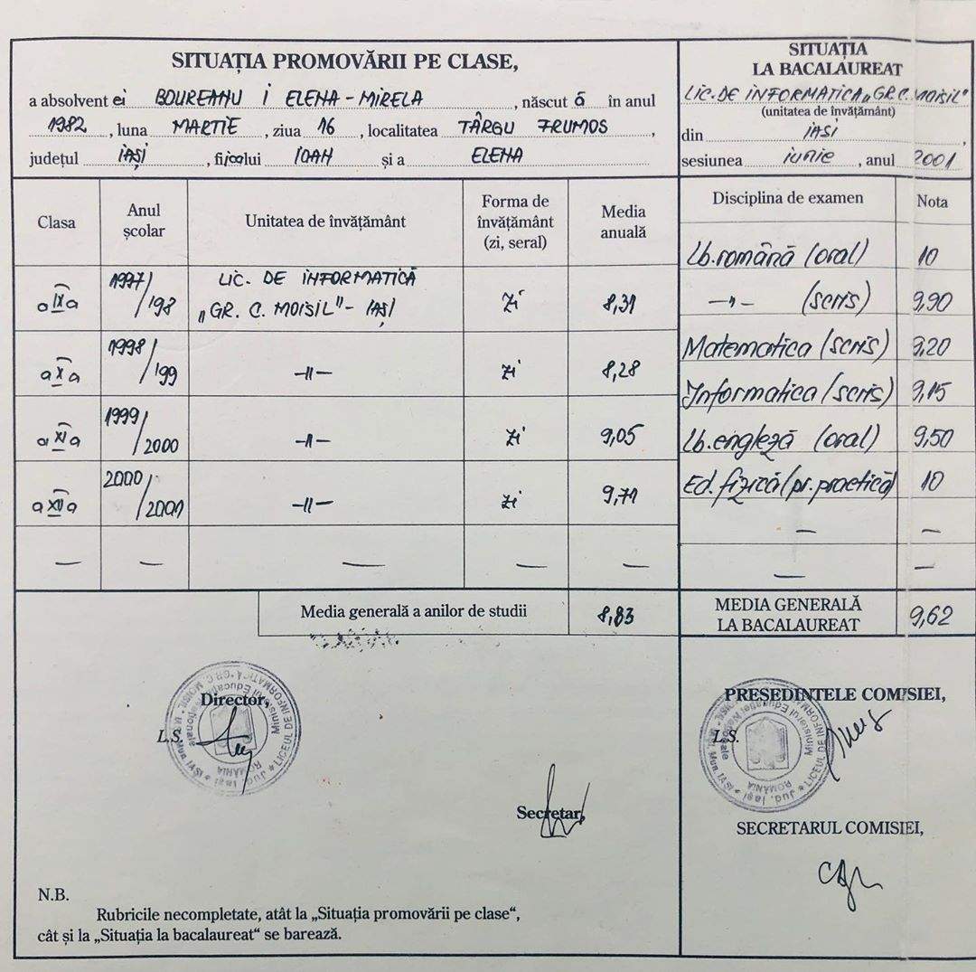 FOTO / Mirela Vaida și-a postat diploma de BAC pe rețelele de socializare. Cu ce note se mândrește vedeta 