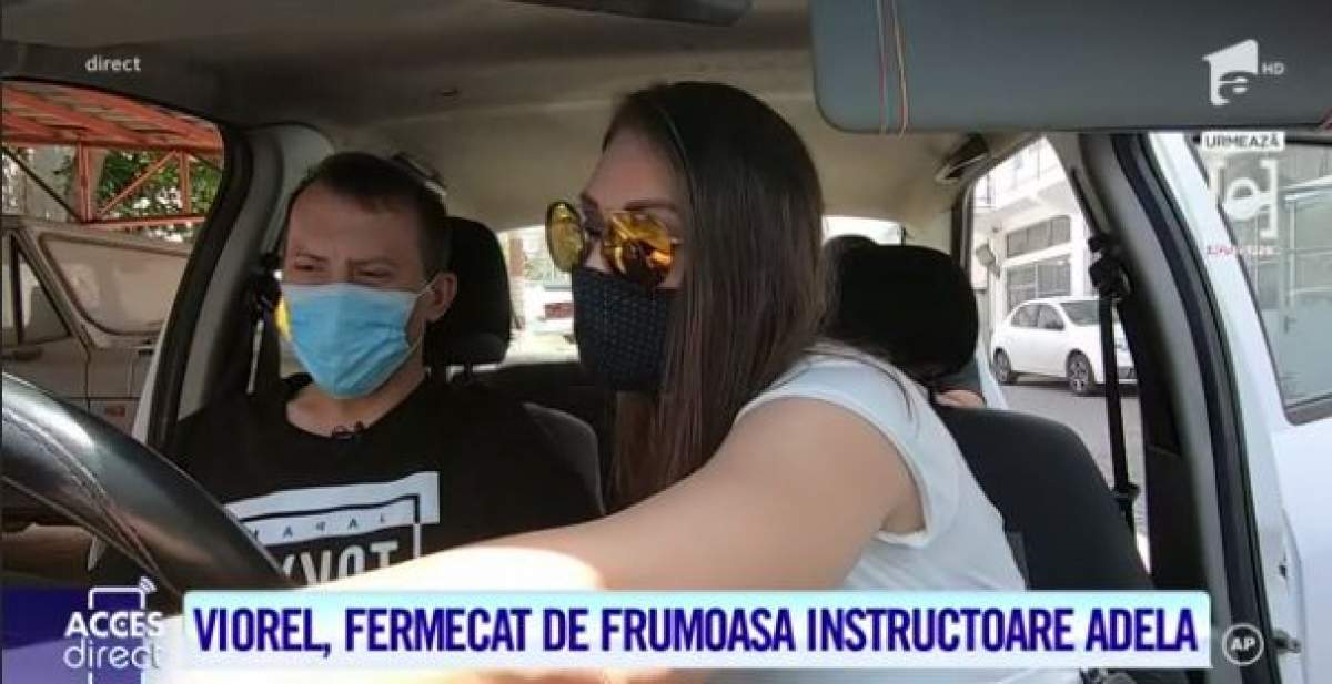 Soțul Veronicăi, prima oră de șofat. Viorel a fost copleșit de prezența frumoasei sale instructoare / VIDEO