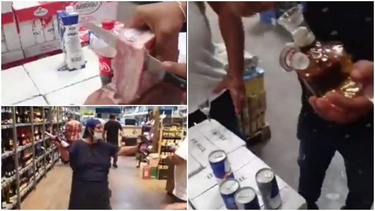 Paranghelie în mijlocul unui hypermarket din București