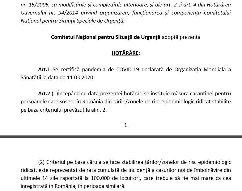 Noile măsuri luate de Guvern în contextul pandemiei. Care sunt persoanele care nu trebuie să intre în carantină. Document oficial / FOTO