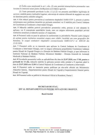 Este oficial! Prima localitate din România în carantină pentru 14 zile! Ce scrie în ordinul semnat de Raed Arafat